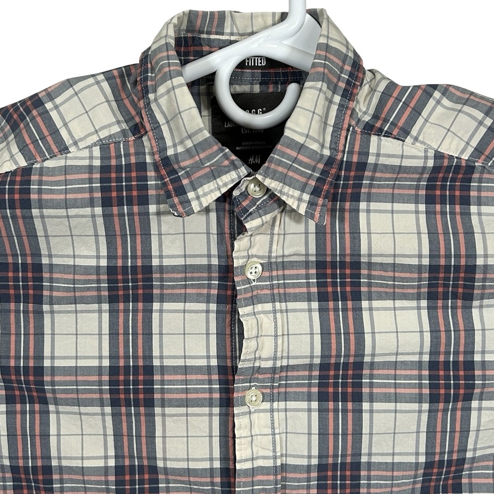 H&M Label Of Graded Goods‎ Men's Small Shirt Fitted Blue Pink White Button Up